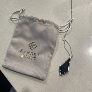Kendra Scott Alex Pendant silver long necklace in dark blue sparkles